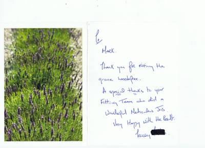 Genuine thank you card from customer