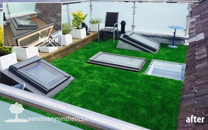 Artificial grass for rooftops