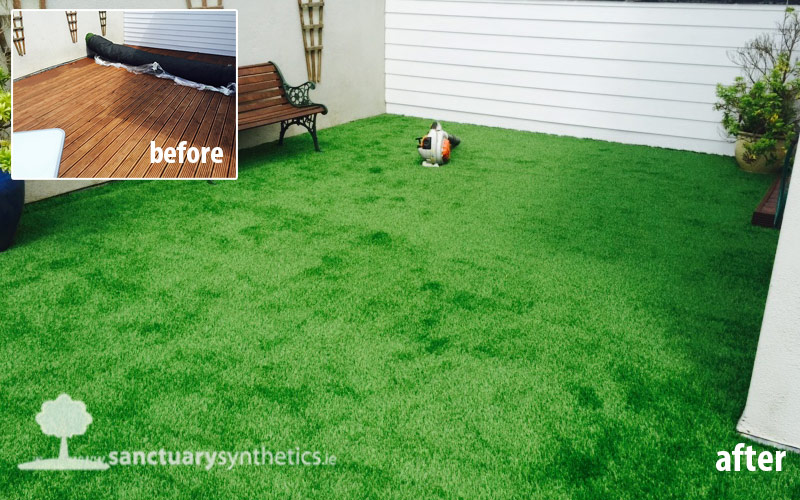 Artificial grass over old decking Naas