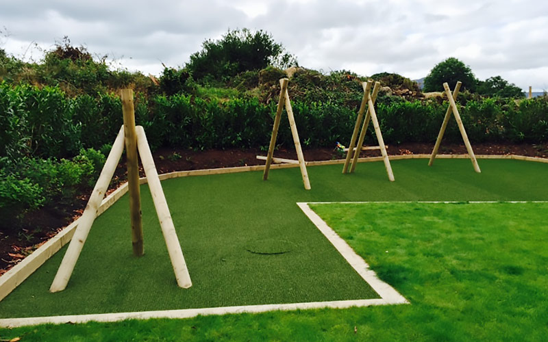 Artificial grass perfect for play areas.