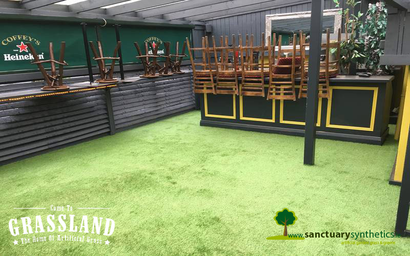 Artificial grass for outdoor smoking area of pub-after Artificial grass for outdoor smoking area of pub