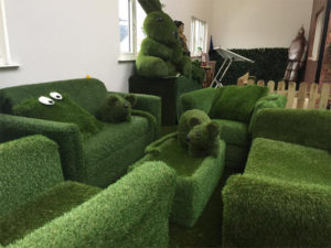 Some of the fake grass props in our reception