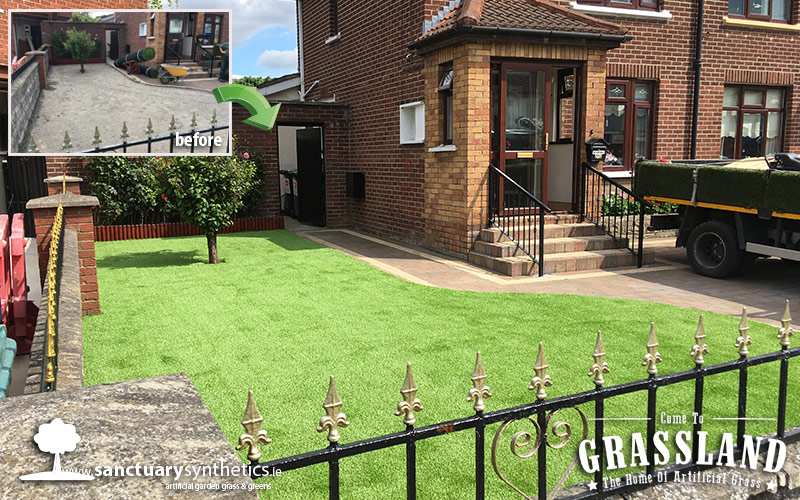 County Dublin Front Garden With Artificial Grass