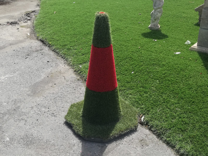 Green and Red Grass Traffic Cone