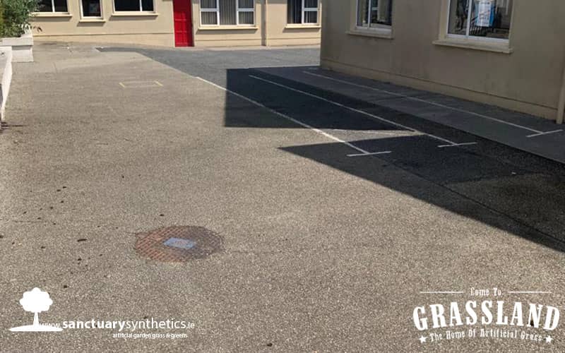 Wexford school playground artificial grass BEFORE