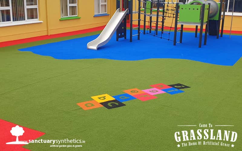 Artificial grass school yard transformation AFTER