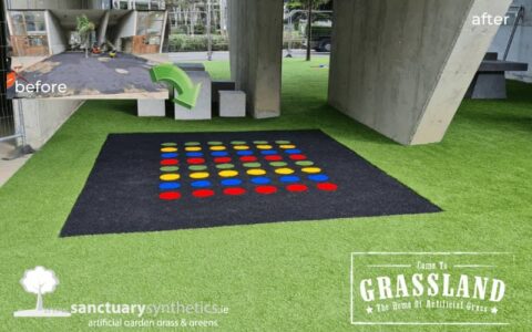 artificial grass in apartment complex BEFORE-AFTER