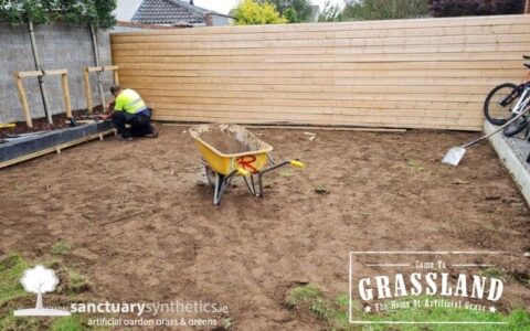 BEFORE artificial garden grass lawn and putting green