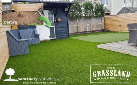 artificial garden grass lawn and putting green