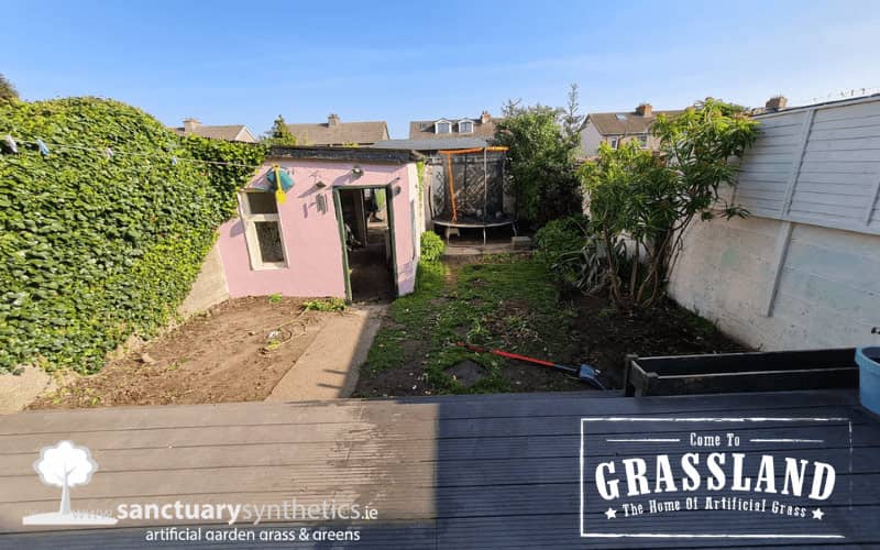 artificial garden grass lawn in Dublin - Before