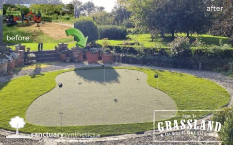 Home putting green in Drogheda - before and after