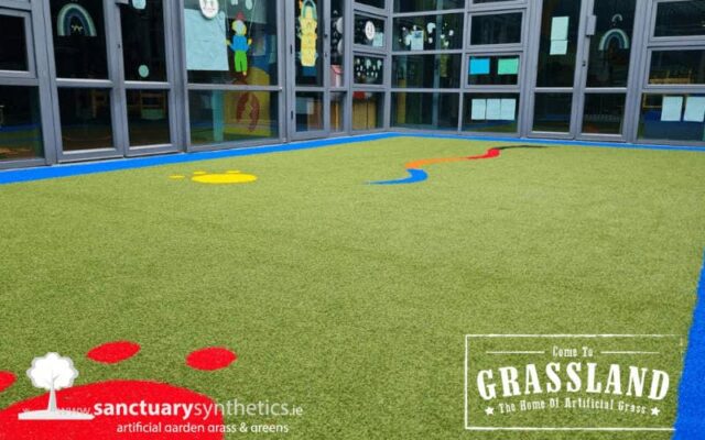 artificial grass on hard surface playground creche