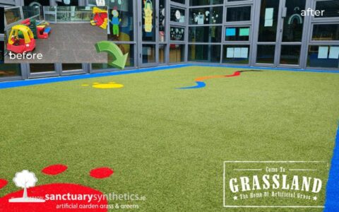 artificial grass on hard surface playground creche