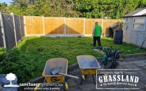 BEFORE artificial back garden grass