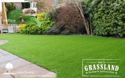 Before and after artificial grass garden