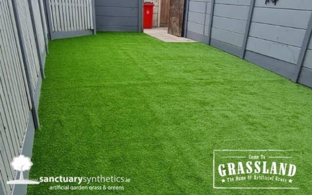 artificial grass back garden after