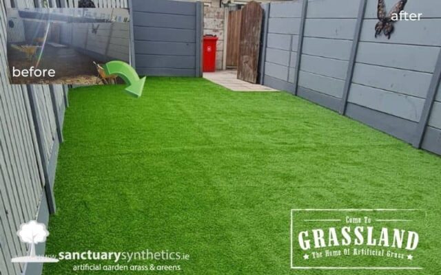 artificial grass back garden before and after
