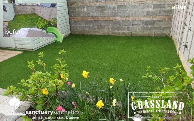 Garden (before and after) artificial grass in Dublin