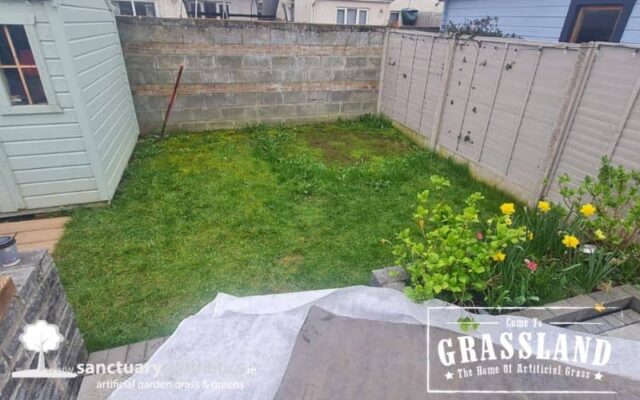 Garden BEFORE artificial grass in Dublin