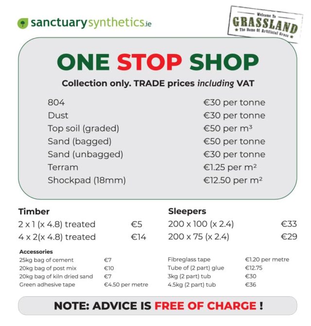 Sanctuary Synthetics - 1 stop shop for Landscapers - list of products (image)