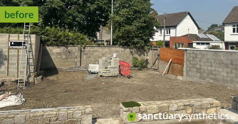 Artificial grass garden in Dublin - BEFORE pic