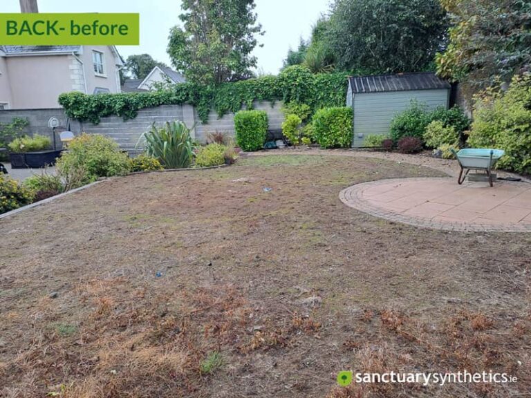 back garden artificial lawn - BEFORE