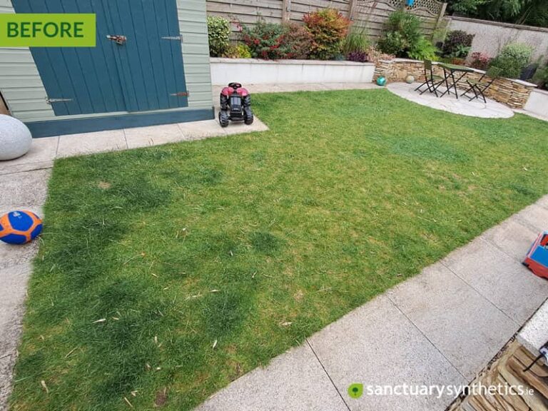back garden artificial lawn - BEFORE
